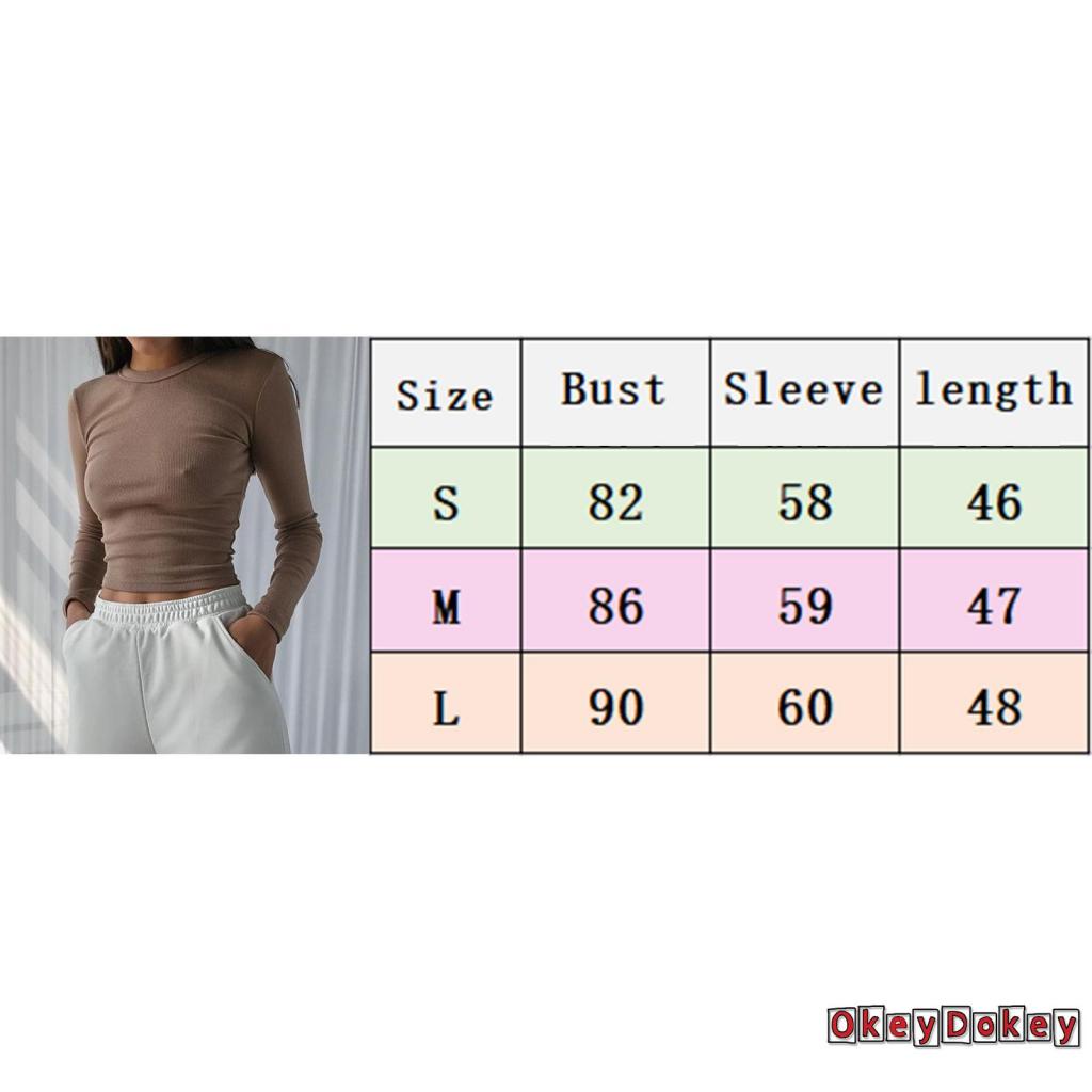 Áo Thun Crop Top Ôm Dáng Tay Dài Cổ Tròn Gợi Cảm Cho Nữ