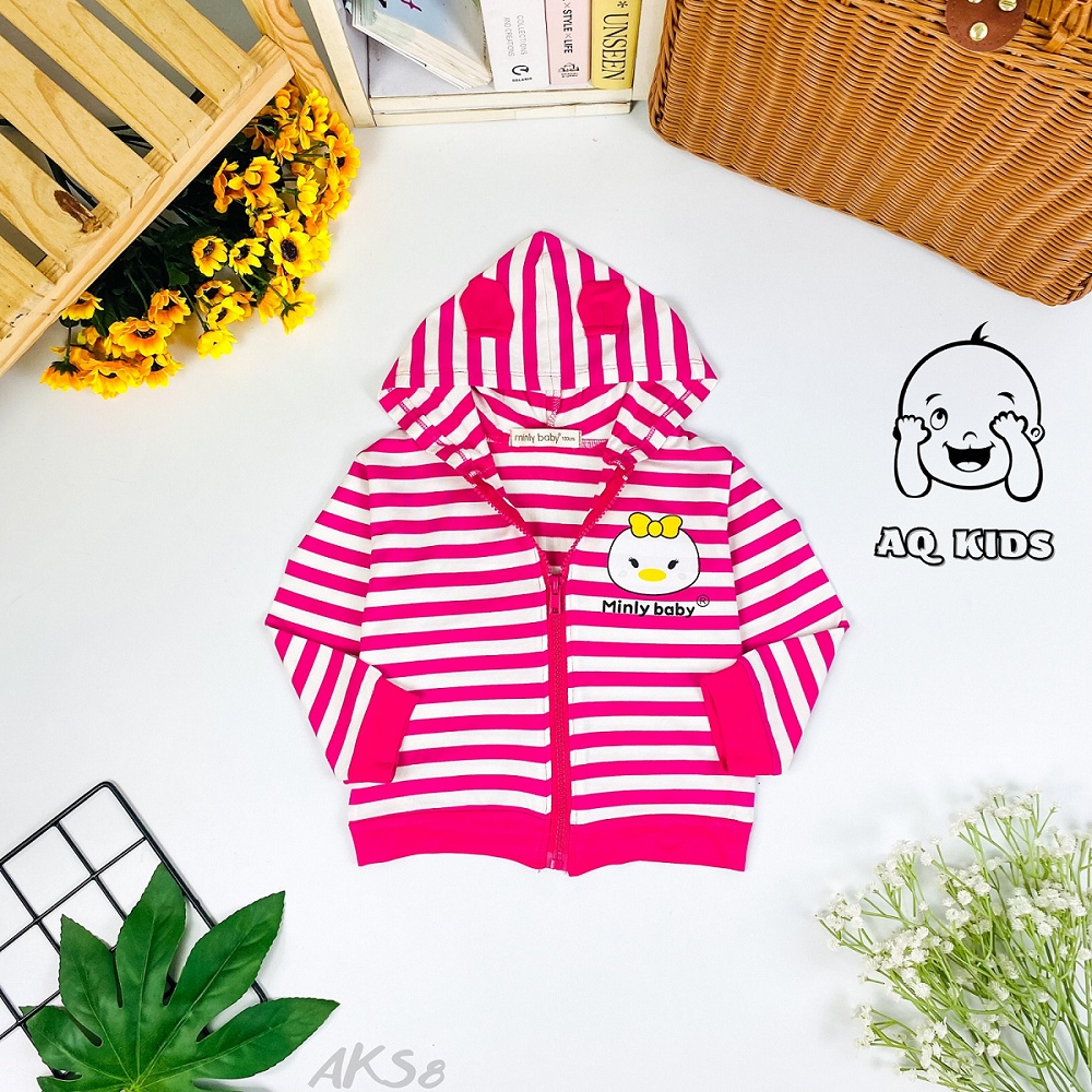 [BÉ 7-27kg] Áo Khoác Thun Lạnh Cho Bé Vải Sọc Visco Size Nhí, Hàng Chính Hãng Minlybaby -  AKS8
