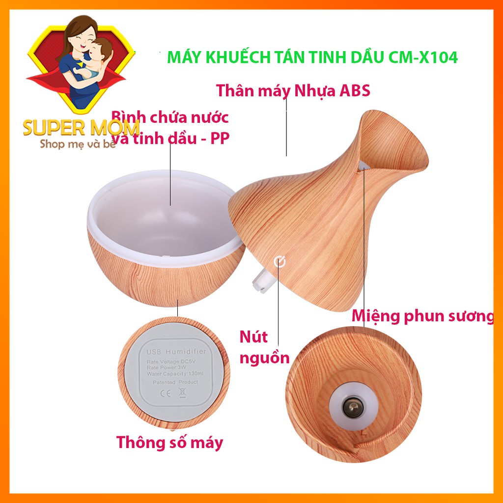 🔥MUA 2 TẶNG 1🔥 Máy Khuếch Tán Tinh Dầu hình lọ hoa, Máy Xông Tinh Dầu hoa Tulip, Máy Phun Sương 550ml