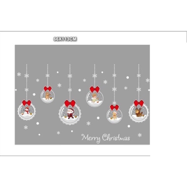 Decal dân tường Noel - Rèm Pha Lê Noe đỏ