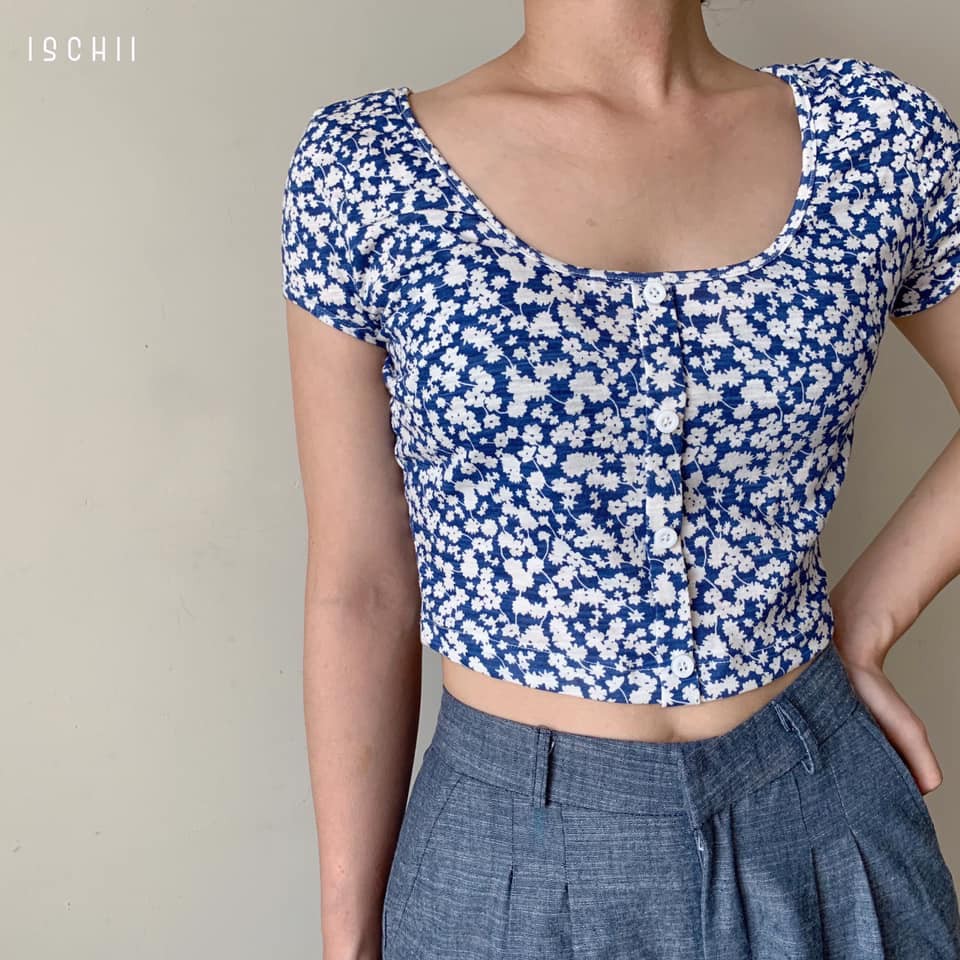 ISCHII - Áo thun hoa nhí Cupon croptop