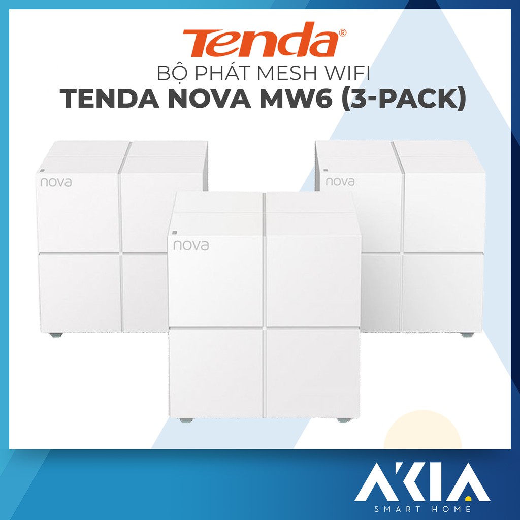 Bộ Phát Mesh WiFi Tenda Nova MW6 (3-Pack) Chuẩn AC 1200Mbps - 3 Cục Phủ Wifi Toàn Nhà, 1 Tên Mạng Duy Nhất