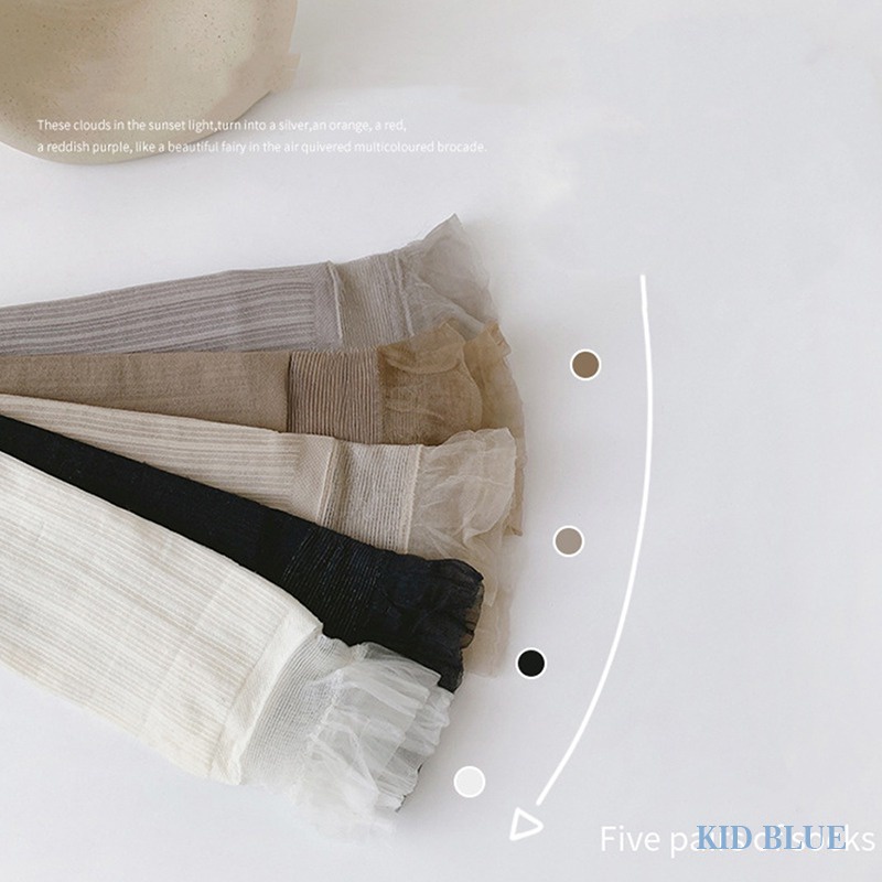 Set Năm Đôi Vớ Ren Màu Sắc Trơn Dành Cho Bé Gái