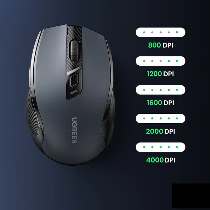 Chuột Không dây 2.4G - 4000 DPI CLICK Im Lặng -6 Nút Bấm Chuột Êm UGREEN 90545 CAO CẤP - Hàng chính hãng