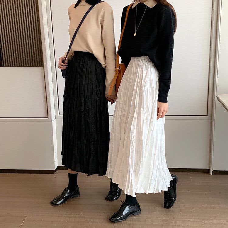 [SẴN] Chân váy nhún dài Đen/Trắng | BigBuy360 - bigbuy360.vn