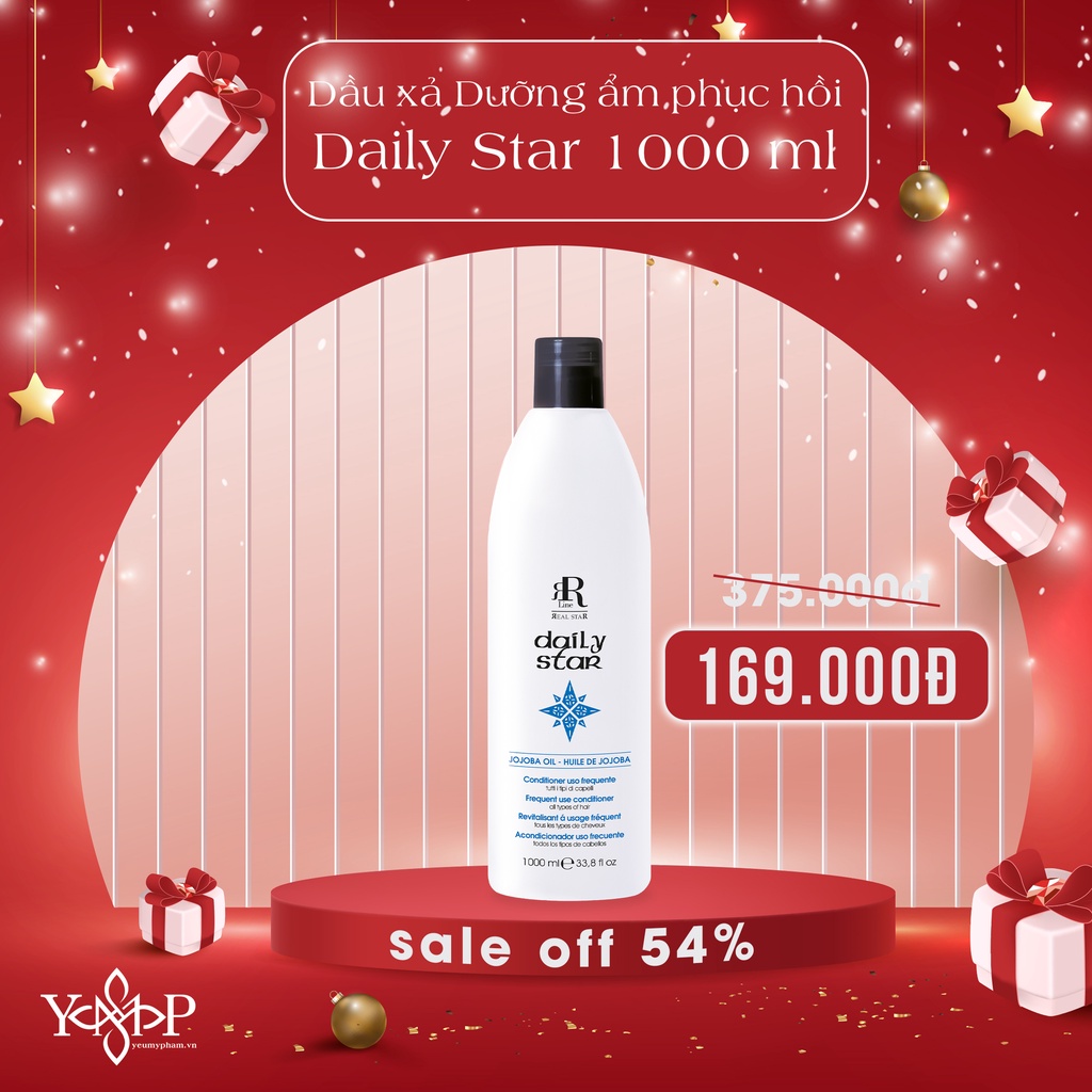 [Mã BEAUDT108 giảm 108K] Dầu xả dưỡng ẩm và tăng sức sống cho tóc RRline Daily Star Conditioner 1000ml