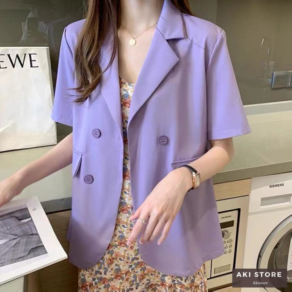 Aki-blazer women Korean style loose leisure suit jacket short sleeve WOMEN'S fashion jackets 2022 trend new arrival summer blazers | BigBuy360 - bigbuy360.vn