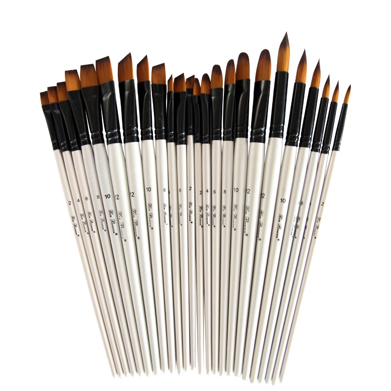 6 pcs Watercolor Gouache Paint Brushes Nylon Hair Wool for Student Painting