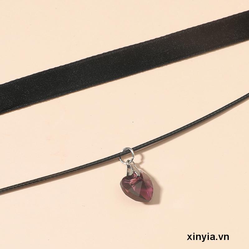 Vòng cổ Xương Quai Xanh Hình Trái Tim Đôi Phong Cách Retro Ngọt Ngào