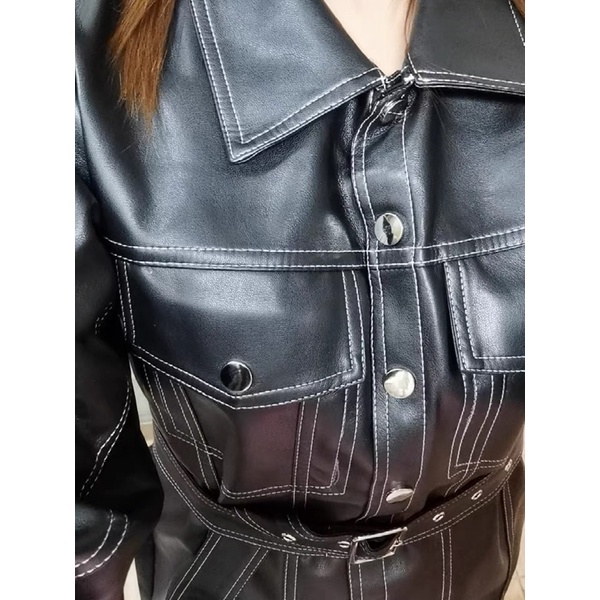 Váy cá tính chất liệu da kẻ viền giống Ju Seok Kyung PENTHOUSE Cuộc chiến thượng lưu kèm ảnh thật