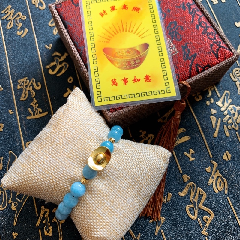 Vòng tay Aqua mix charm thỏi vàng tặng kim bài thần tài