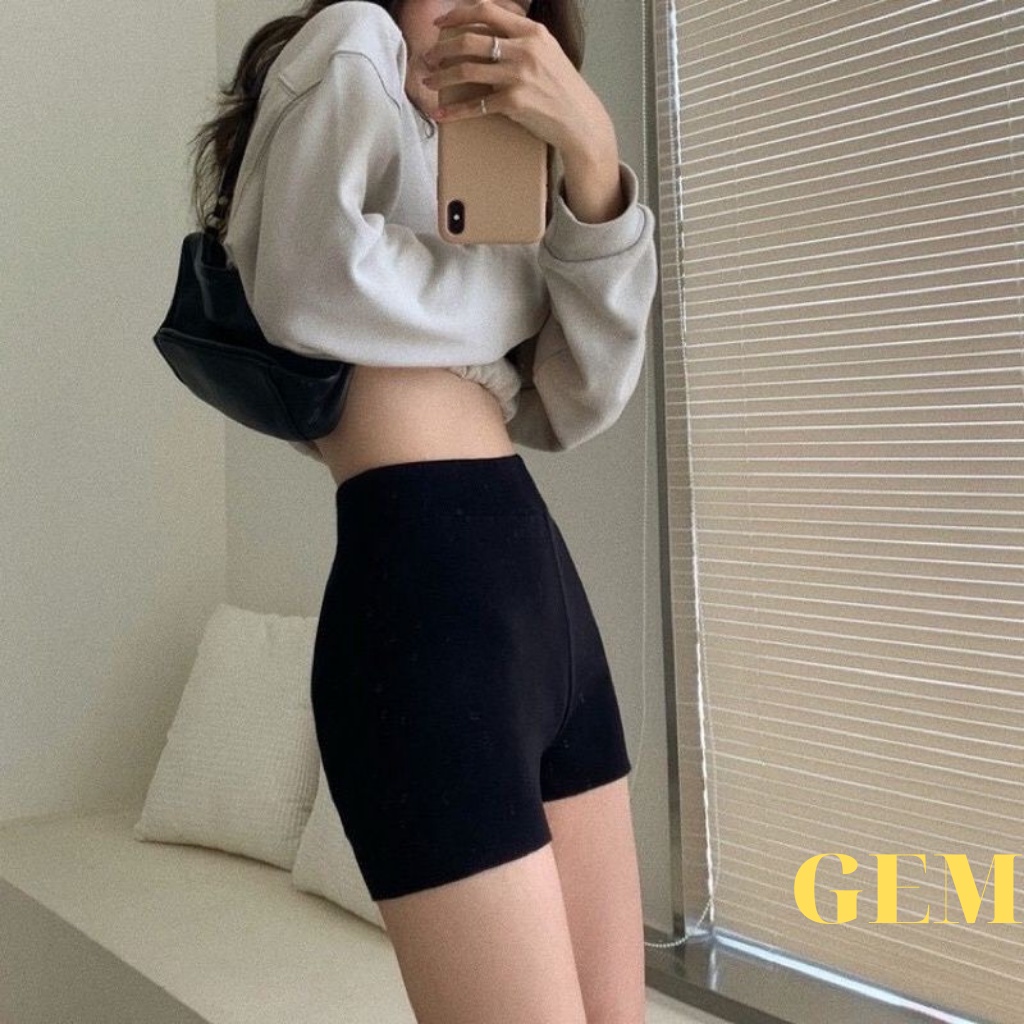 Quần đùi Biker Short nữ tập Gym Yoga siêu ôm lưng cao nâng mông vải gân dày dặn
