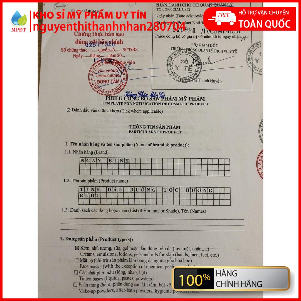 Tinh dầu bưởi, Dầu gội bưởi, dầu xả sữa dừa chính hàng công ty mỹ phẩm Ngân Bình ( Có tem điện tử ) .