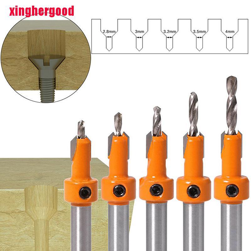 Xinghergood 5PCS HSS Timber Woodworking Ti Countersink Drill Bit Set Screw Cutter Wood Tool XHG