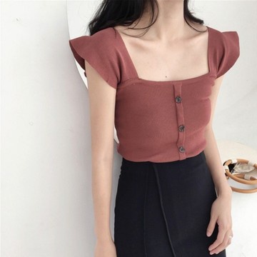 Áo Dệt Kim Không Tay Màu Sắc Đơn Giản Phong Cách Hàn Quốc Thời Trang Mùa Hè Cho Nữ