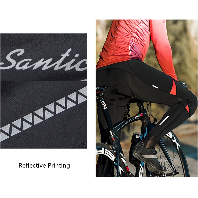 Santic Quần đi xe đạp cho nam giới 4D Đệm MTB bó sát đường bộ Quần xe đạp mùa hè Quần dài dành cho nam giới đi xe đạp WM8C04107
