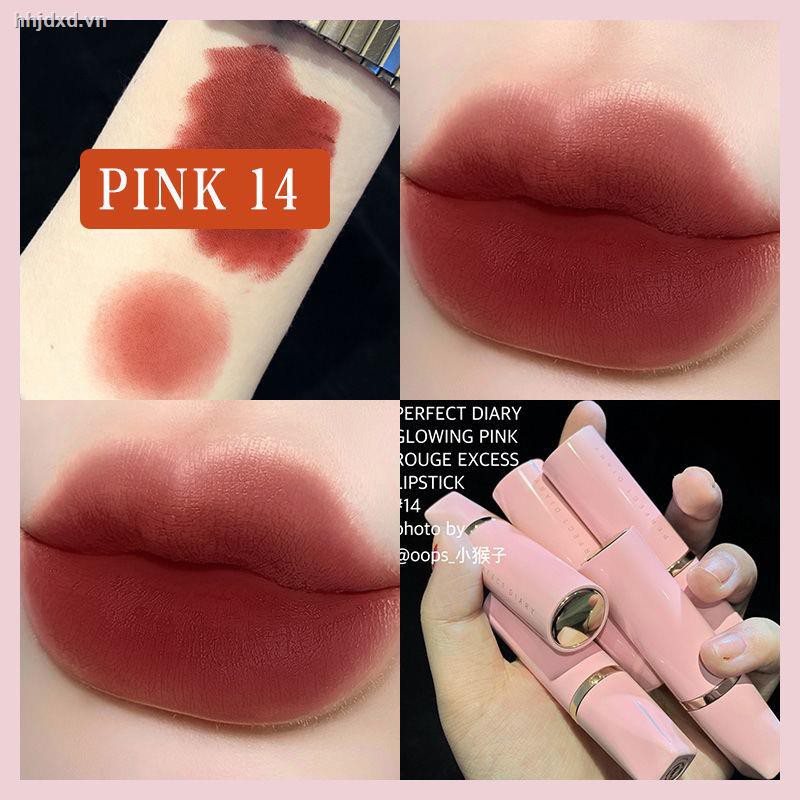 ◊Perfect Diary Small Pink Diamond Lipstick matte student plain nude color bean paste thin heel