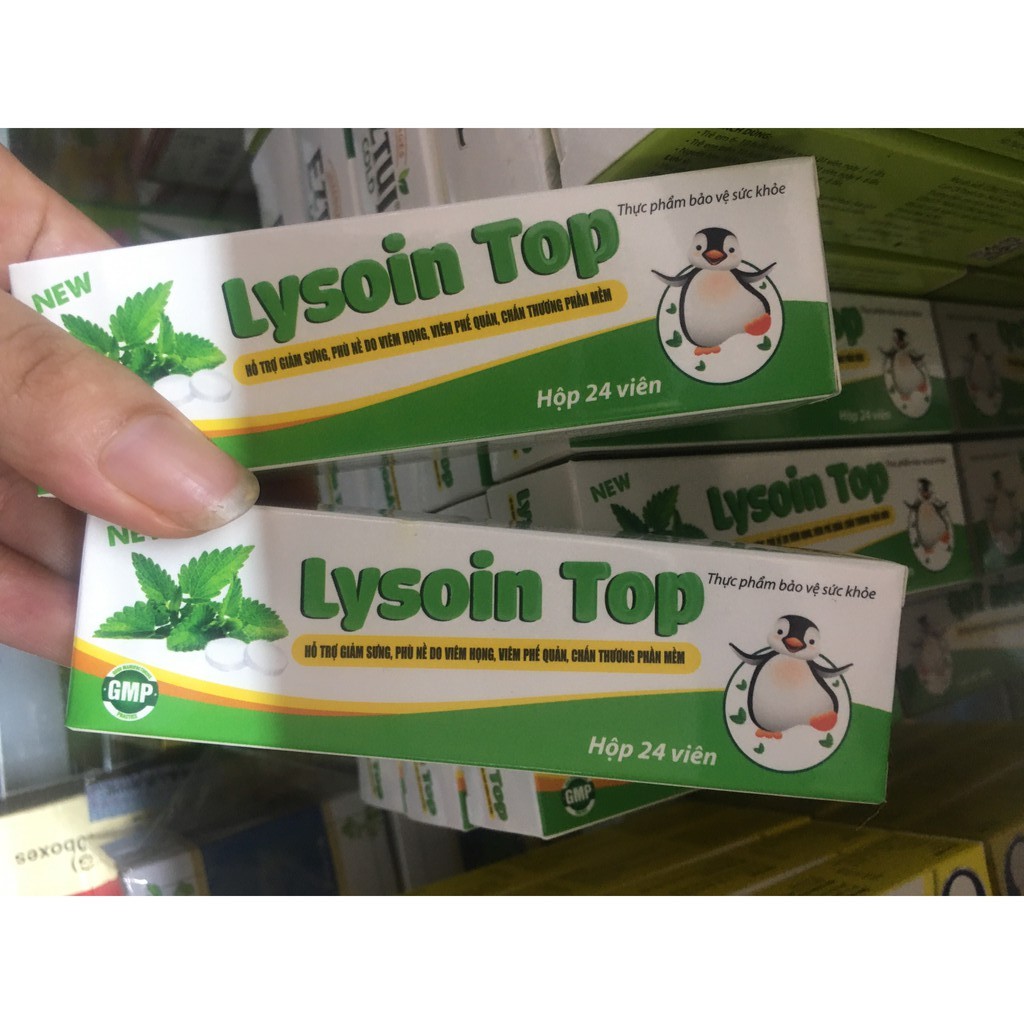 Viên ngậm Lysonin top Hỗ trợ giảm sưng, Viêm Họng, Viêm phế quản