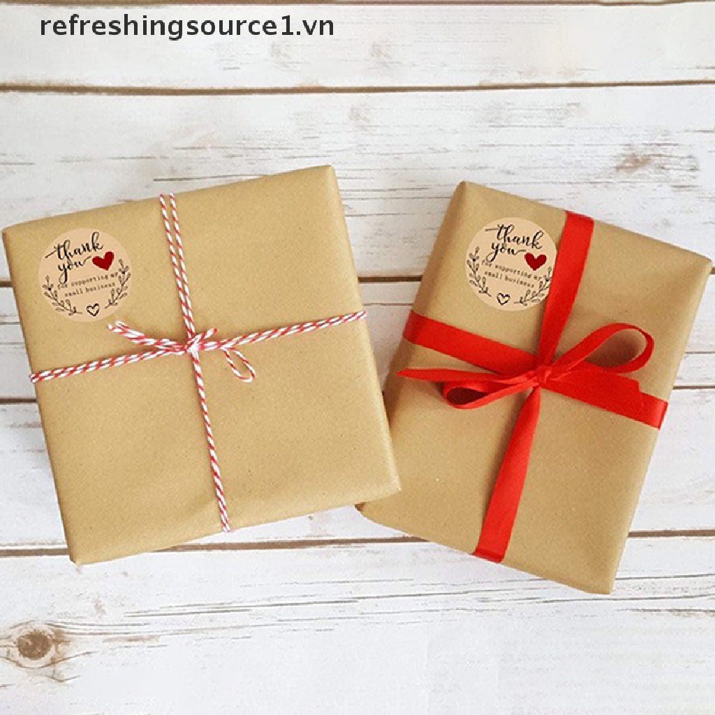 Bộ 500 miếng dán niêm phong hình tròn in chữ Thank You handmade bằng giấy kraft