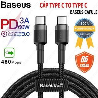 Cáp sạc nhanh baseus type c to type c pd 2.0 60w