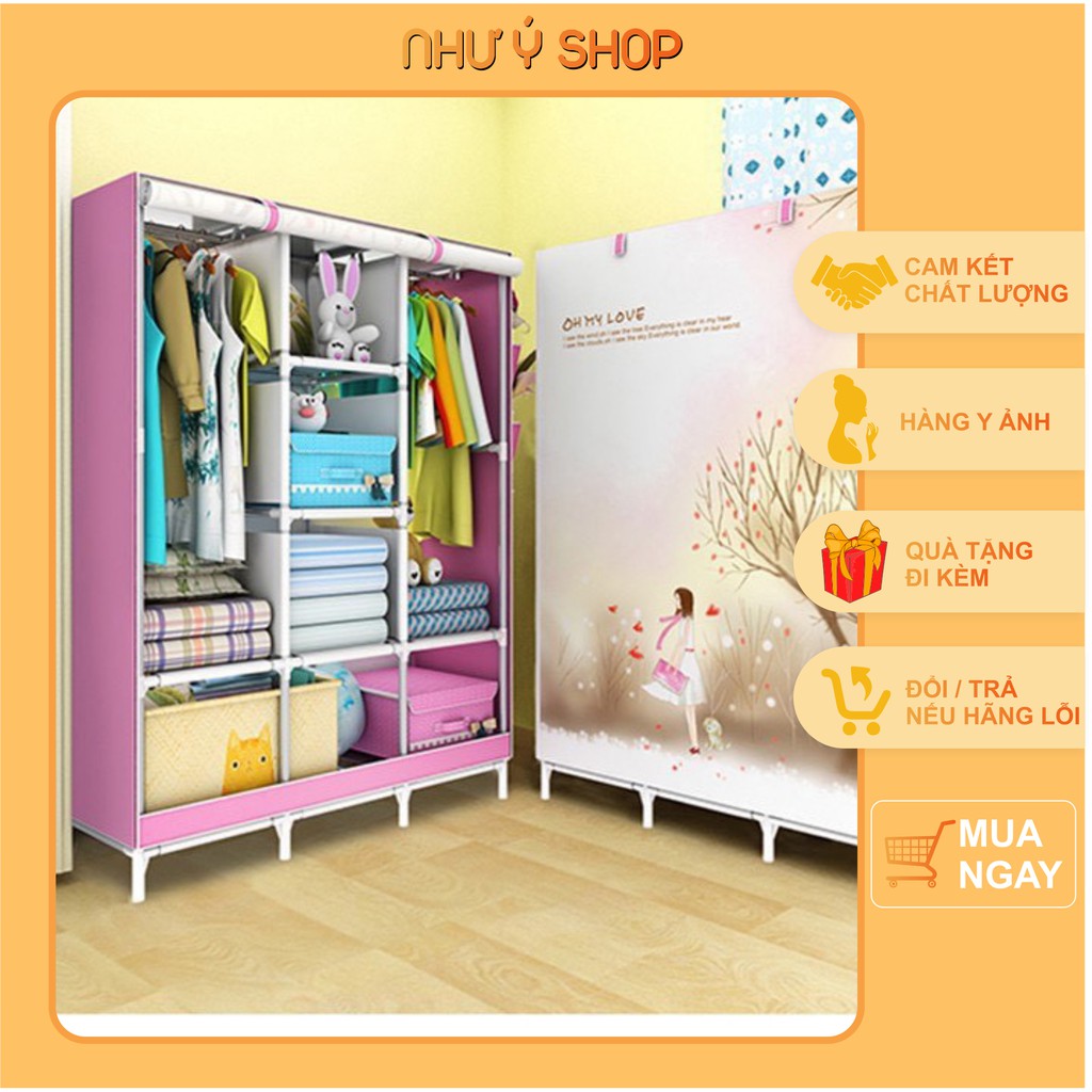 Tủ vải cao cấp 3 tầng 8 ngăn tiện dụng ( Đồ gia dụng Như Ý )