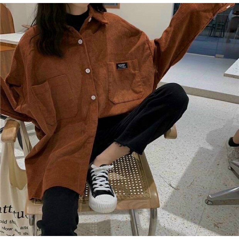 Áo Sơ Mi Nhung Tăm Khoác Ullzang Unisex Nam, Nữ, Áo Khoác Sơ Mi Nhung Tăm Hàn Quốc GiGiHouse-aosominhungsoctui