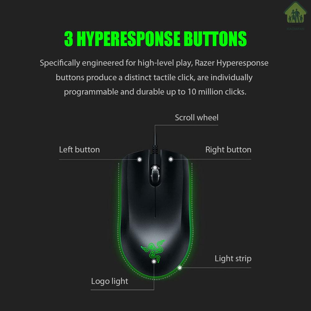 XF Razer Abyssus Essential Optical Gaming Mouse w/True 7200 DPI Optical Sensor/3 Hyperesponse Buttons Powered by Razer Chroma Ambidextrous Ergonomic Wired Computer Mice for Windows PC Gamers