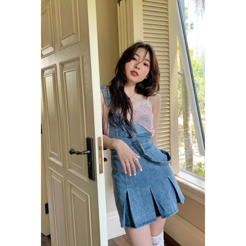 (ORDER) Váy yếm siêu phẩm chất jeans độc lạ đuôi cá dập ly bản to trendy có size