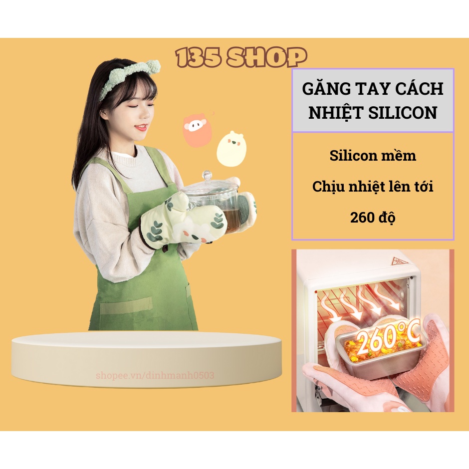 Găng Tay Cách Nhiệt Cao Cấp Nhà Bếp Có Lớp Silicon Chống Trơn Trượt (1 Chiếc)