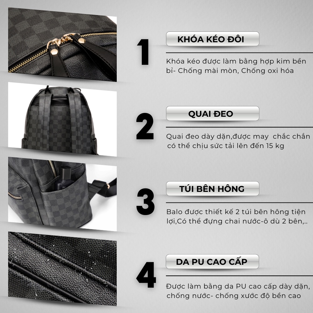 Balo Da Đi Học IBAG Balô Da Thời Trang Nam Nữ Cặp Da Pu Cao Cấp Ba Lô Da Cặp Đi Học Ulzzang Balo Đựng Laptop 14 Inh