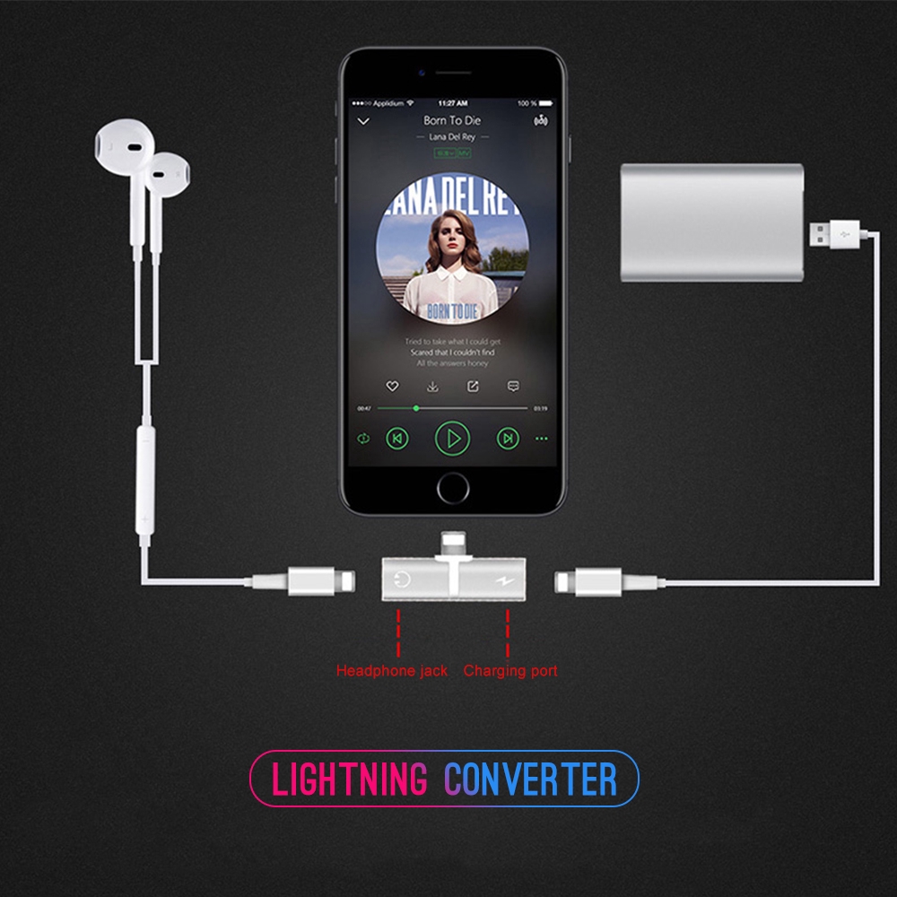 Đầu chuyển đổi chia âm thanh cổng lightning 2 trong 1 tiện dụng cho Iphone
