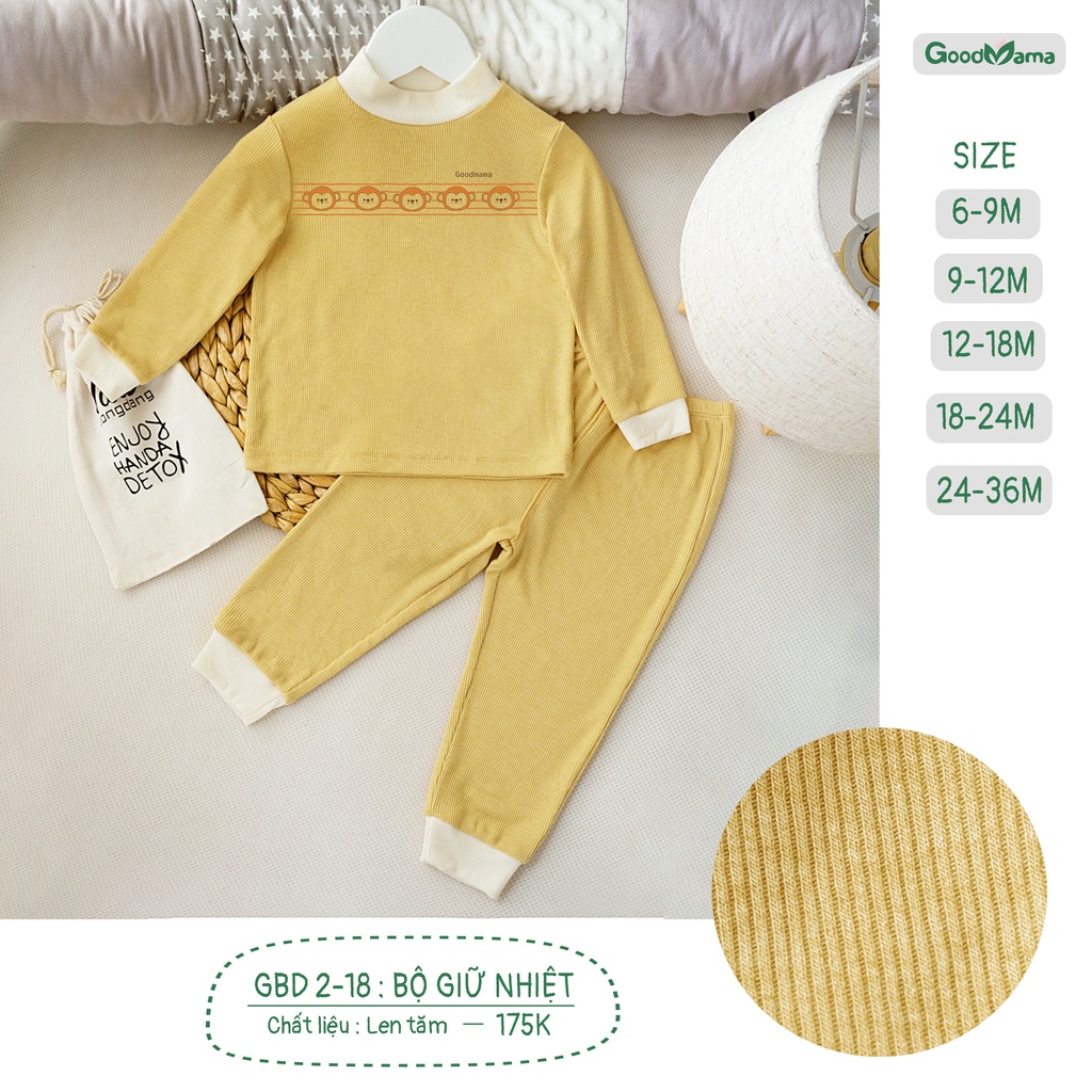 [Chính Hãng] Bộ len dài tay cài vai họa tiết trẻ em thu đông Good Mama