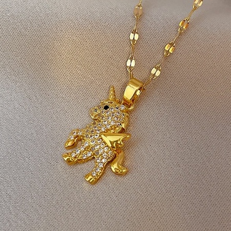 Dây Chuyền Thép Titan Mặt Hình Ngựa Một Sừng Thời Trang Cho Nữ