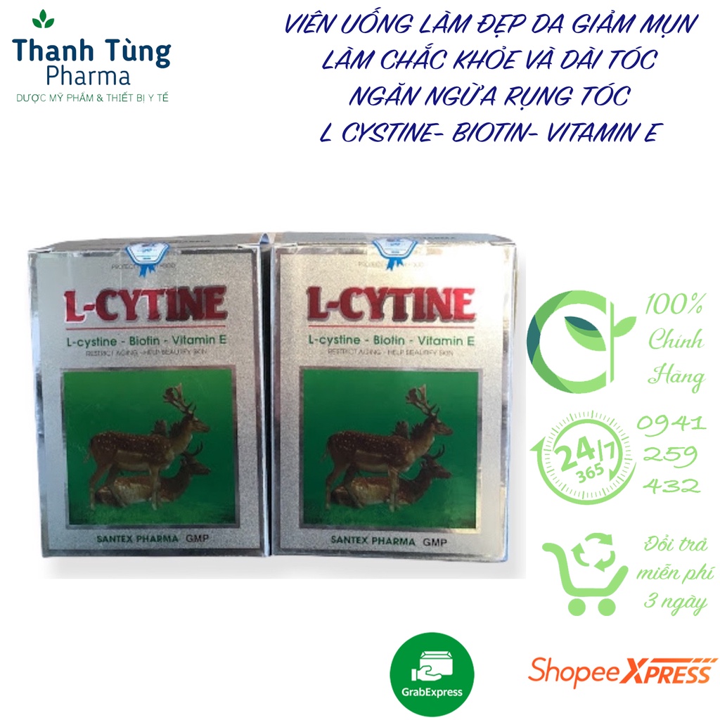 VIÊN UỐNG TỔNG HỢP LÀM ĐẸP DA, TÓC, MÓNG L CYSTINE VỚI BIOTIN VÀ VITAMIN E HỘP 60 VIÊN
