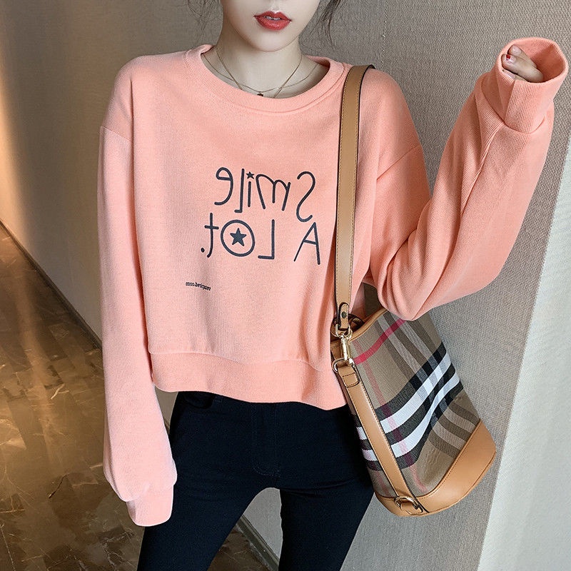 Áo Thun Lửng Tay Dài Cổ Tròn Phong Cách Hàn Quốc Thời Trang Mùa Thu Mới Cho Nữ