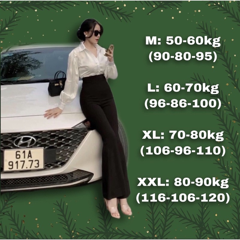 Áo sơ mi tay phồng dài - Quần ống loe - M/L/XL/XXL từ 50kg đến 90kg