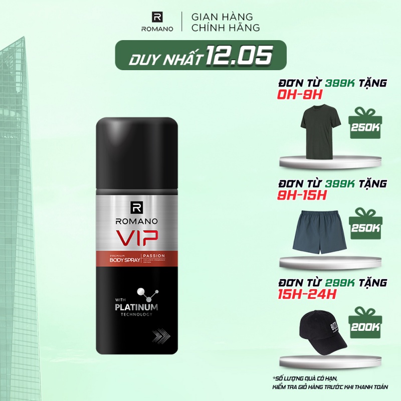 Xịt khử mùi cao cấp Romano Vip 150ml Passion