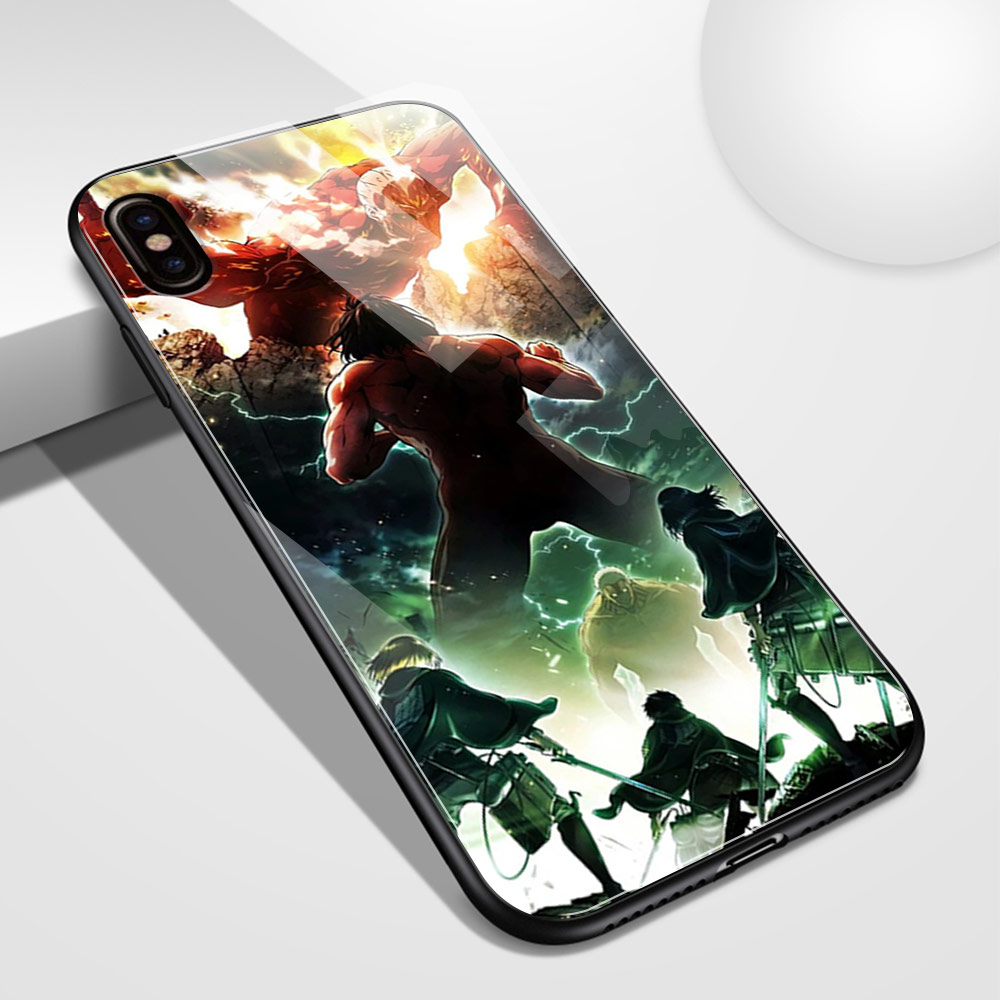 Ốp Lưng Mặt Kính Họa Tiết Attack On Titan Cho Iphone 6 6s 7 8 Plus X Xr Xs Max 11 12 Pro Max 12 Mini