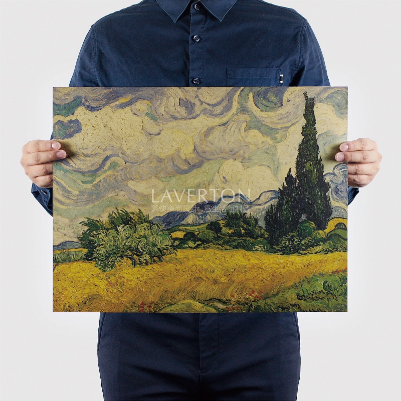 Tranh Sơn Dầu Vải Lụa Van Gogh Hình Cây Cổ Điển 36x47cm