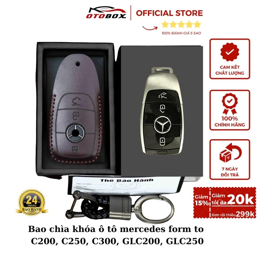 Bao da chìa khóa ô tô xe hơi Mercedes form to, bọc chìa khóa smartkey da thật chống xước chính hãng OTOBOX