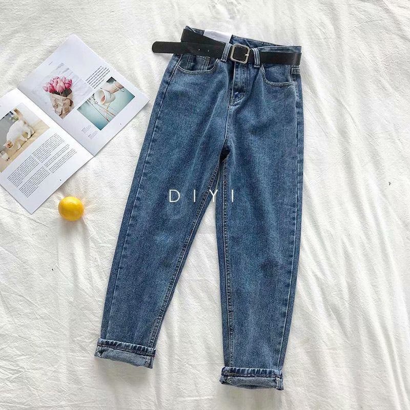 Daduhey Quần Jeans Nữ Lưng Cao Ống Đứng Thời Trang Hàn Quốc