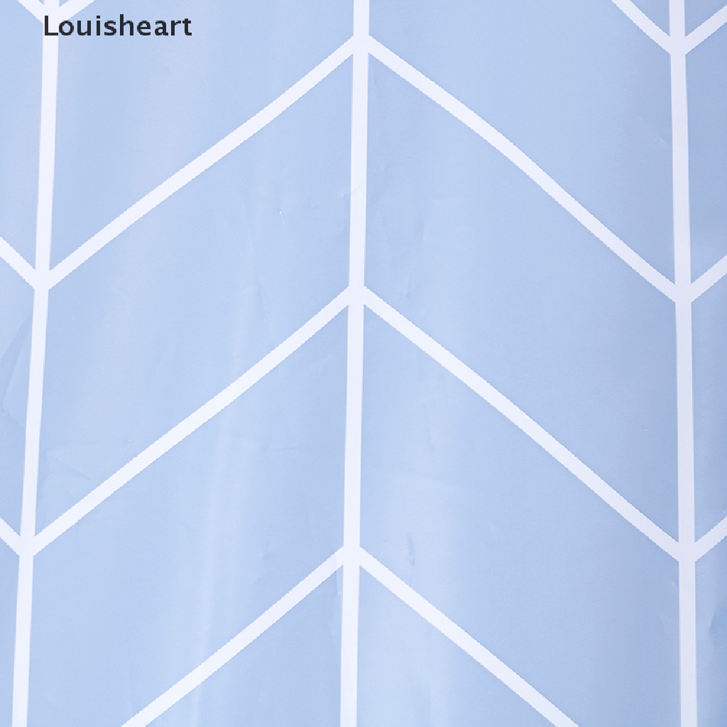 Louisheart Anti Mold Bathroom Supplies Extra Long PEVA Geometric Pattern Shower Curtain TFG