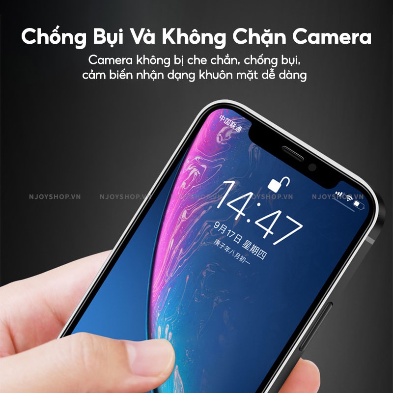 Kính Cường Lực Chống Vân Tay Full Viền Cho Điện Thoại IP14/13/12/11 Pro Max Xs Max Xr X 7 Plus 8 Plus 7 8 Njoyshop