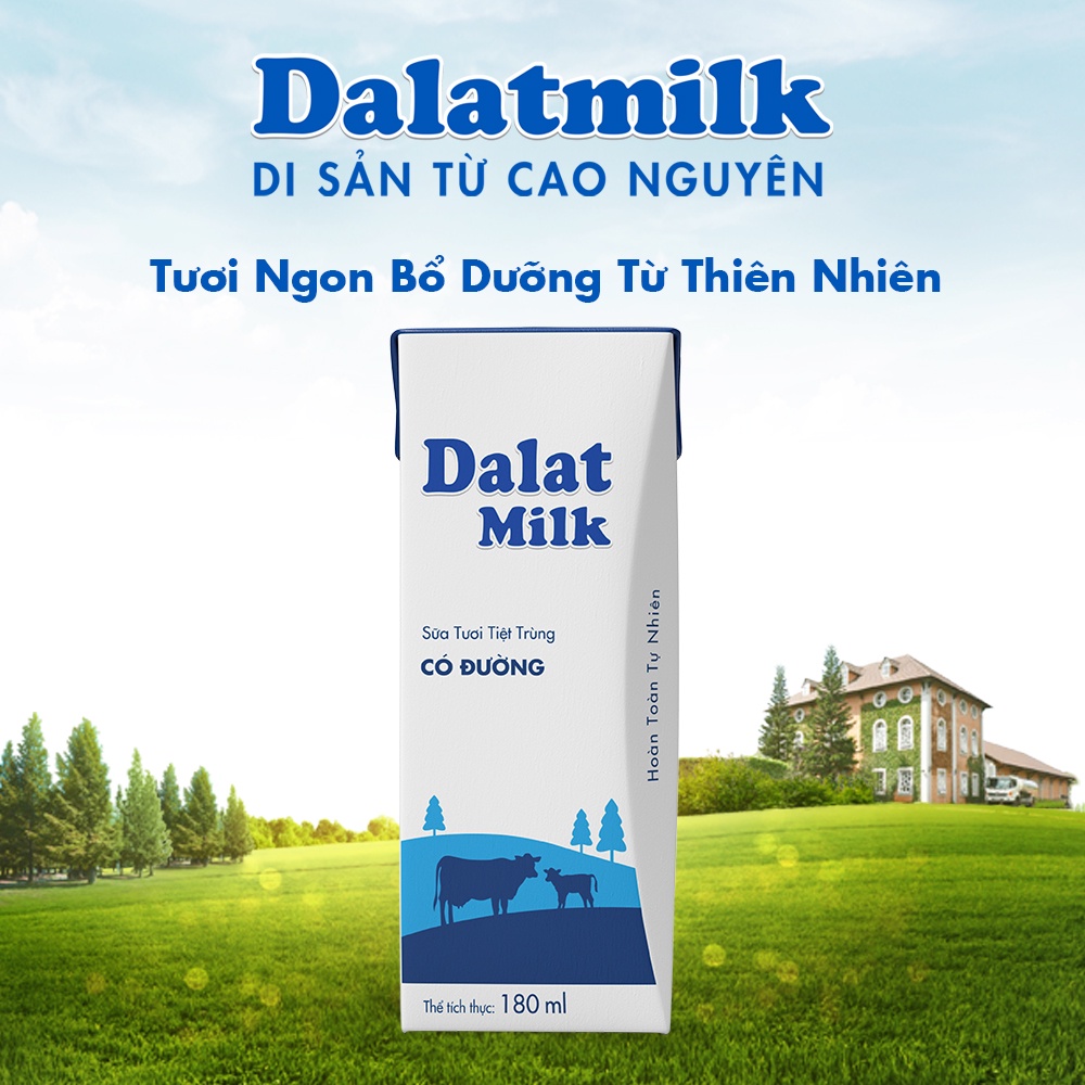 8 Lốc sữa tươi tiệt trùng có đường Dalatmilk 180ml (180ml x 4)