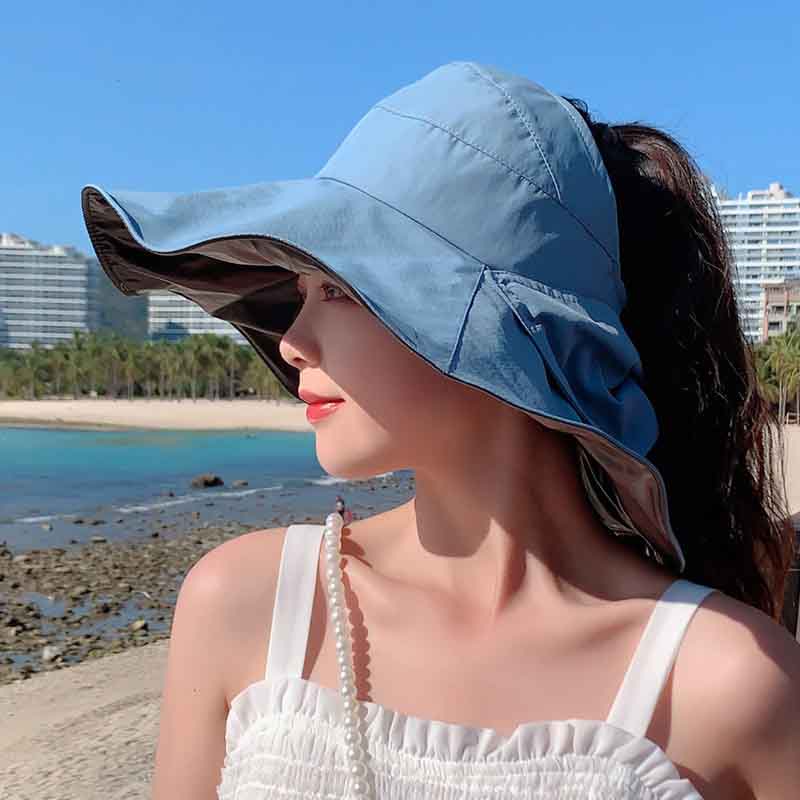 Nón Rộng Vành Hở Chóp Chống Tia Cực Tím Màu Sắc Đơn Giản Thời Trang Cho Nữ