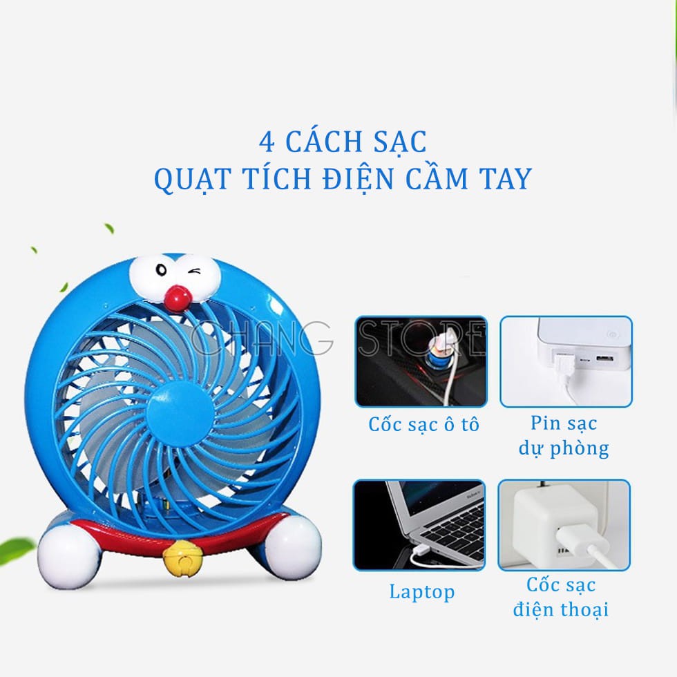 Quạt Tích Điện Cầm Tay, Quạt Mini Để Bàn Có Kèm Đèn Họa Tiết Hello Kitty, Doremon Siêu Hot | BigBuy360 - bigbuy360.vn