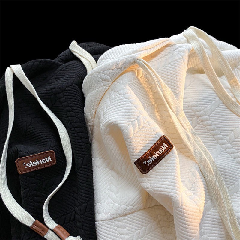 Áo hoodie form rộng chùm mông vân nổi 4 dây Hàn Quốc | BigBuy360 - bigbuy360.vn