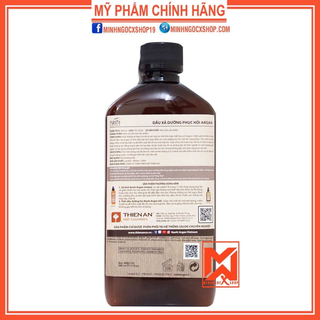 Dầu xả phục hồi hư tổn NASHI ARGAN 500ml chính hãng