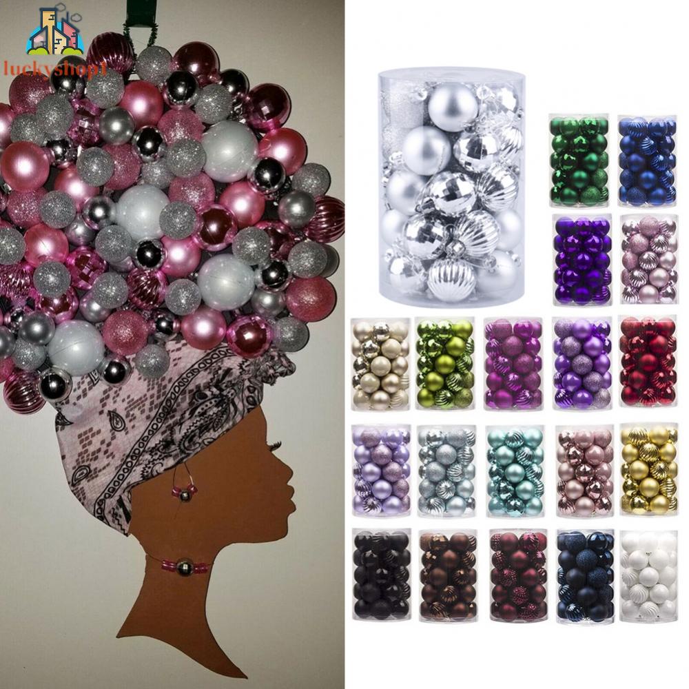 Set 34 Quả Châu Màu Đỏ 40mm Trang Trí Cây Thông Noel Mới