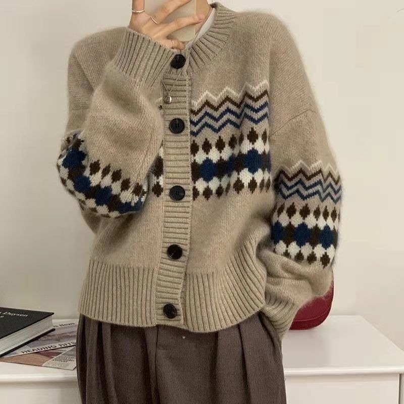 Áo khoác Cardigan dệt kim dáng rộng thiết kế mới thời trang mùa xuân dành cho nữ